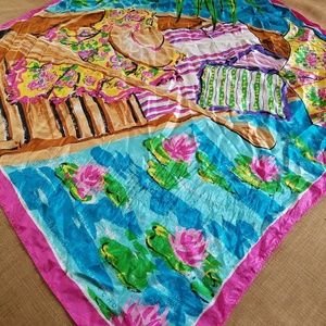 Silk scarf with beach scene/ 3 for $30